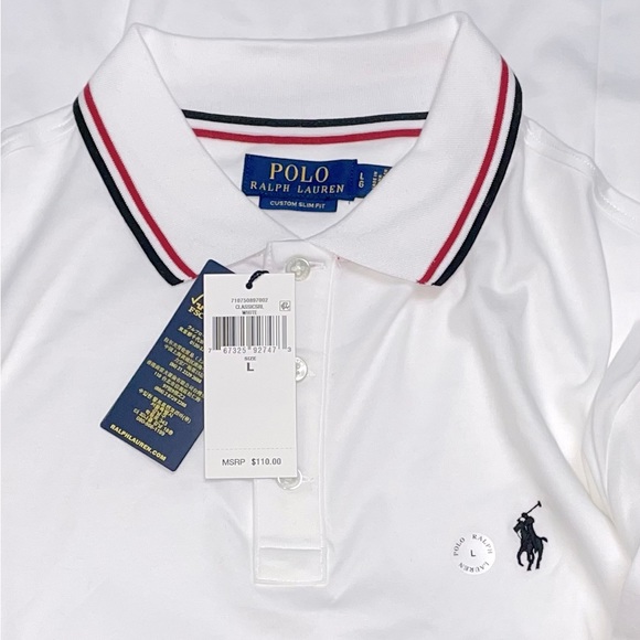 New Large Polo Ralph Lauren White Navy Blue Pony Poloman Collar Casual Shirt - Picture 3 of 3